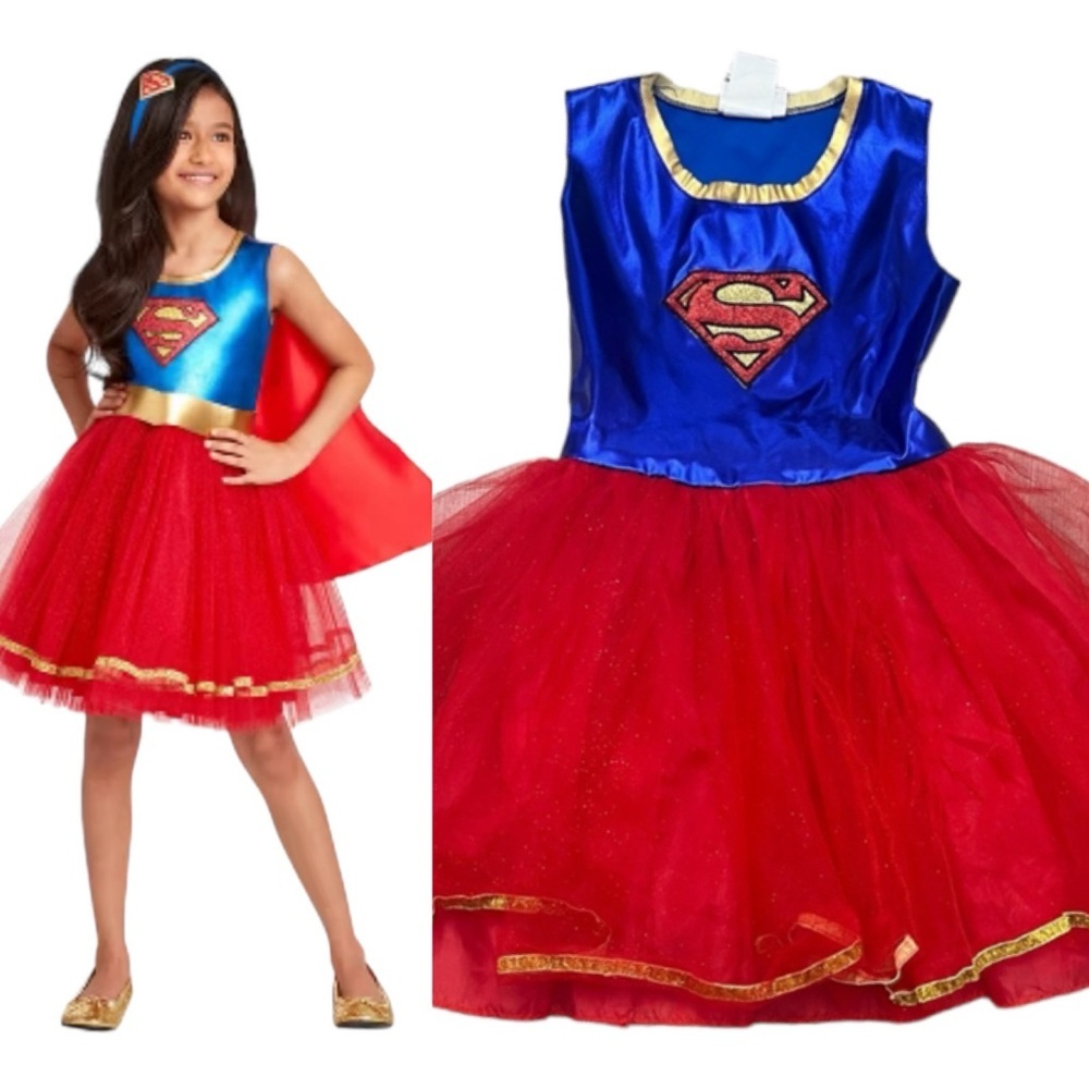 🩷 3/$20 Supergirl dress size 6 little girls, red tutu skirt dress ((missing cape